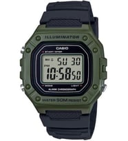 CASIO W-218H-3AVDF SİYAH SİLİKON KORDON DİJİTAL ERKEK KOL SAATİ (Yeşil)