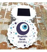 Magnet Hediyelik - Nazar Boncuklu Erkek Çocuk - Yenidoğan Bebek Hatıra Magnet