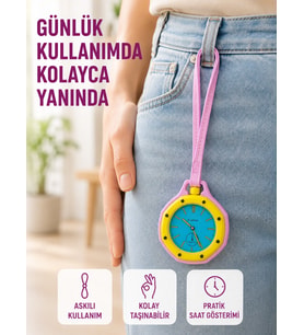 Askılı Analog Taşınabilir Saat Çanta Charmı Günlük Aksesuar Pembe