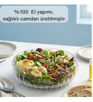 Glamis Selen Concept El Yapımı Orta Boy Cam Salata Kasesi (Şeffaf)