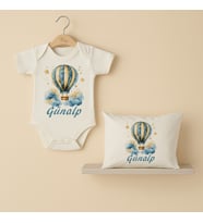 Pia Baby Premium %100 Pamuk İsme Özel Organik Baskılı Çıtçıtlı Bebek Body Ve Yastık Kılıfı 5058-19 (Ekru)