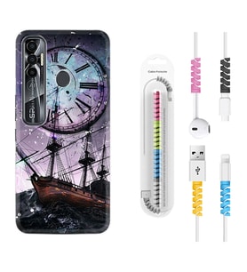 Tecno Spark 6 6 Go 8C 8 Pro 7 7 Pro Kılıf Kablo Koruma Spiral Silikon Time 1749