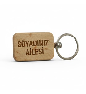 Kişiye Özel Mini Dikgörtgen Ahşap Anahtarlık – Soyad ve Ailesi Yazılı Lazer Gravür Anahtarlık – Özel Tasarım Aile Hediyesi
