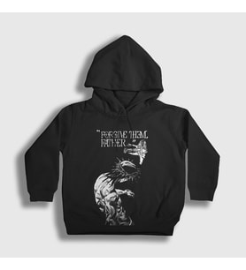 Presmono Unisex Çocuk Siyah Forgive Them Father Jesus Jojo Kapüşonlu Sweatshirt 531967tt