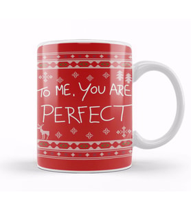 Love Actually To Me You Are Perfect Christmas Knit Kupa Bardak Porselen