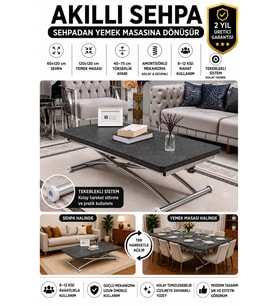 Akıllı Sehpa Üst Tabla MDF Oval Köşe Alt Ayak Krom Kaplama