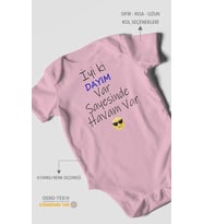 İyi Ki Dayım Var Sayesinde Havam Var Baskılı Bebek Zıbını – Çıtçıtlı Body  %100 Pamuk Kısa Kol (Koyu Pembe)