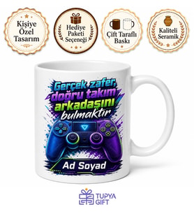 İsme Özel Oyun Arkadaşım Yazılı Kupa Bardak Gamer Hediye Özel Tasarım