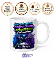 İsme Özel Oyun Arkadaşım Yazılı Kupa Bardak Gamer Hediye Özel Tasarım