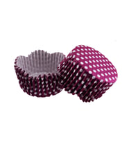 Cupcake Kalıbı Pet Kapsül Dalgalı Kek Kalıbı 65X38 MM (100 Adet)  Puantiyeli Mor