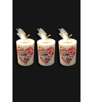 Adalinhome 9 cm Silindir Mum 3'lü Set Kalp Desenli