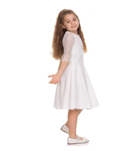 Gülücük Kids 894 Kız Çocuk Güpürlü Elbise - Pembe - ST00661-Pembe-8 YAŞ (Krem)