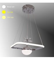TT037-KR TT Aydınlatma Kare Model Krom Kaplama Tek Toplu 3 Renk Modüllü Ledli Avize