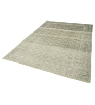 Bej Halı Geometrik Motifli El Dokuma Modern Salon Halısı Krem Detaylı Eskitme Vintage Stil