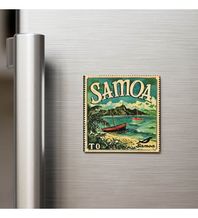 Samoa Samoa - Posta Pulu Temalı Ülke - Baskılı Buzdolap Magneti Kare - 9x9 cm