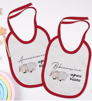 BK Kids Anneanne ve Babaanne Tasarımlı 2’li Kırmızı Mama Önlüğü-1