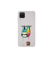 Samsung Galaxy A12 ile Uyumlu Splash Tembel Hayvan Tasarımlı Şeffaf Silikon Kılıf