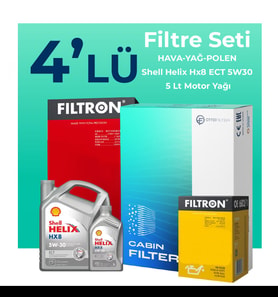 Filtron Audi A4 40 Dizel Filtre Bakım Seti Shell Motor Yağlı (2015-2021) 4 Lü