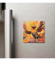 Phoenix - Anka Kuşu - Güneş Gözlüklü Style - Buzdolap Magneti - 9x9 Cm