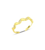 Gümüş altın yaldızlı zirkon taşlı alttan ayarlanabilir sarmaşık yüzük SGTL12234GOLD (Rose)