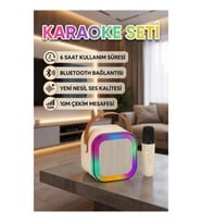 Bluetooth Karaoke Mikrofon Hoparlör Seti 6 Saat Kullanım Süreli Kablosuz Müzik Eğlence Seti