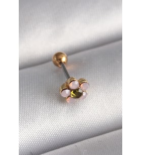 316L Çelik Gold Renk Zirkon Taşlı Çiçek Tragus Piercing TJ-PR1276