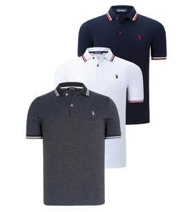 ÜÇLÜ SET T8594 DEWBERRY ERKEK T-SHIRT-LACİVERT-ANTRASİT-BEYAZ