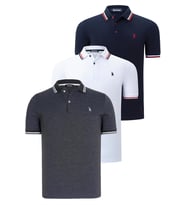 ÜÇLÜ SET T8594 DEWBERRY ERKEK T-SHIRT-LACİVERT-ANTRASİT-BEYAZ
