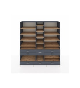 Kronos Dolap 19 Raflı 8 Çekmeceli  220x59x243 Antrasit-Çam/Antrasit