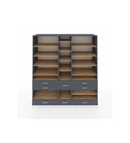 Kronos Dolap 19 Raflı 8 Çekmeceli  220x59x243 Antrasit-Çam/Antrasit