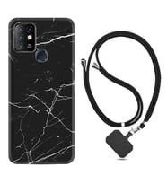 INFINIX Hot 8 9 10 11S Hot 10 Play 10T Kılıf Boyun Askılı Silikon Siyah Mermer 1299