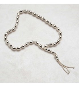 Düz Oval Gümüş Tesbih 6mm