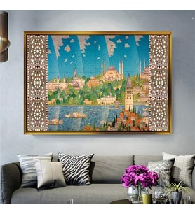 Altın Çerçeveli dekoratif tablo l120 (Gold)