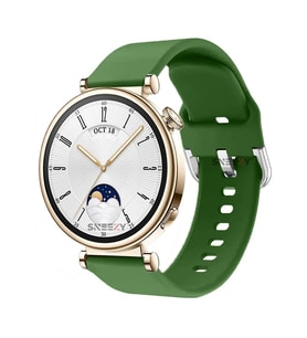 Sneezy Huawei Watch GT4 41mm İle Uyumlu 18mm PureLux Soft Tokalı Silikon Kordon (Haki)