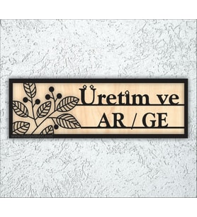 10x20 cm Üretim ve AR / GE Yazılı Ahşap Yönlendirme