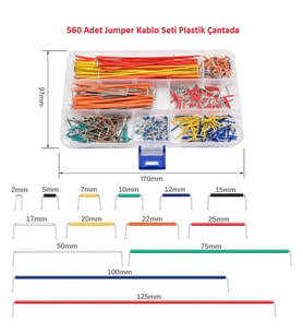 560 Adet Jumper Kablo Seti Plastik Çantada (14 farklı Boy 40 ar adet)