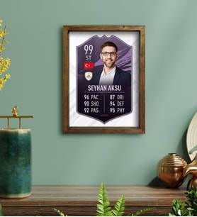 BK Gift Kişiye Özel Doğal Masif Ahşap Çerçeveli Tablo 30x40cm Futbolcu Kartı-5