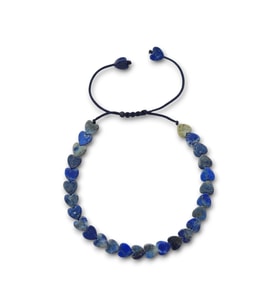 Kalp Kesim Doğal Lapis Lazuli Bileklik Makrome Ayarlı 676-3