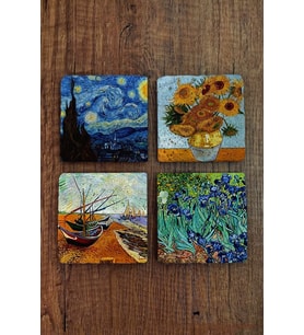 Taş Bardak Altlığı Vinced Van Gogh Baskılı Baskılı 4'lü Set - Stone Coasters