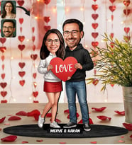 BK Gift Kişiye Özel Sevgili Karikatürlü Ahşap Biblo -10, Fotoğraftan Karikatür, Sevgililer Günü Hediyesi, Ev Hediyesi