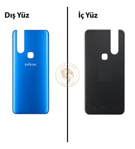 Infinix S5 Pro Mavi Uyumlu Arka Kapak Arka Cam Batarya Pil Kapağı Lazer Kesim Back Cover