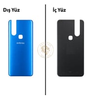 Infinix S5 Pro Mavi Uyumlu Arka Kapak Arka Cam Batarya Pil Kapağı Lazer Kesim Back Cover