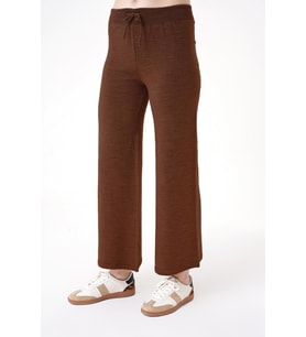 Chuba Kadın Geniş Paça Normal Kalıp Triko Pantolon Kahverengi 24W120