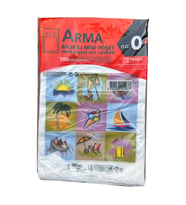Arma Baskılı Mini Blok Poşet Torba - No : 0 - 20x30 Cm. - Beyaz - 100 Adetlik 1 Paket