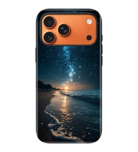 iPhone 17 Pro Max Uyumlu Kılıf Lansman İçi Kadife Temalı Desenli Silikon Sahilde Gece
