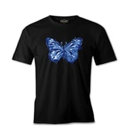 Beautiful Blue Butterfly Siyah Erkek Tshirt