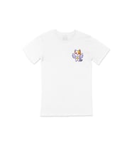 Unicorn Kedi Cep Logo Tasarımlı Beyaz Tişört