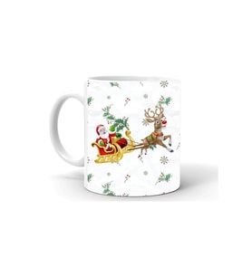Yılbası Noel Temalı Baskılı Seramik Beyaz Kupa