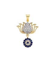 Gözlü Lotus Çiçek Kolye Ucu