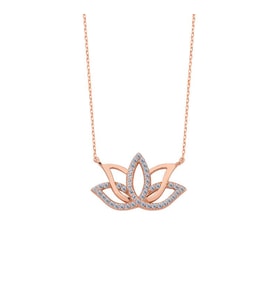 Lotus Çiçeği Gümüş Kolye  GMS976 (Çok Renkli)